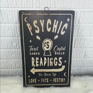 Psychic Readings Metal Wall Sign - Black & Gold